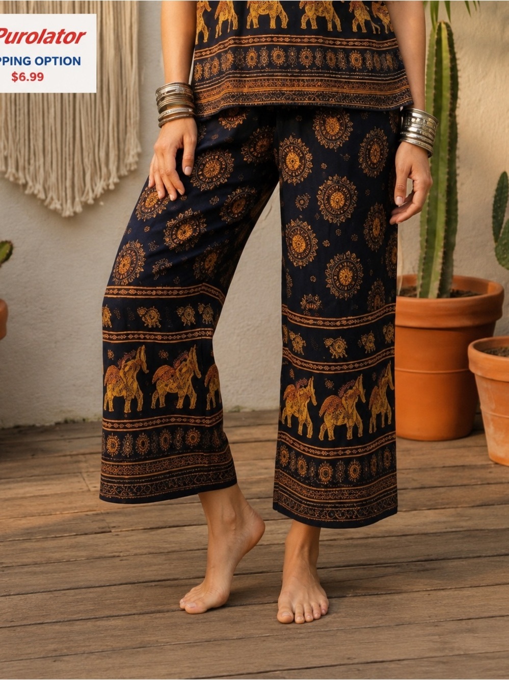 Vibrant elephant print wide leg pants. Excellent condition.